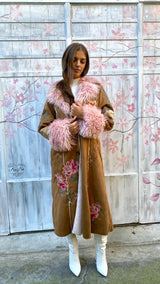 Cappotto in Ecopelliccia con Ricamo Rose by NOsecrets